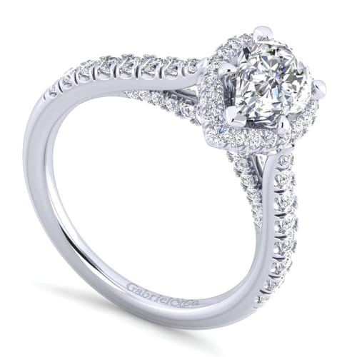 14K White Gold Pear Shape Halo Diamond Engagement Ring 14K White Gold Pear Shape Halo Diamond Engagement Ring