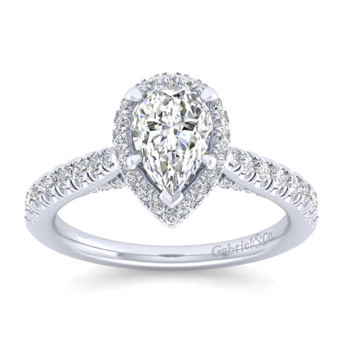 14K White Gold Pear Shape Halo Diamond Engagement Ring 14K White Gold Pear Shape Halo Diamond Engagement Ring