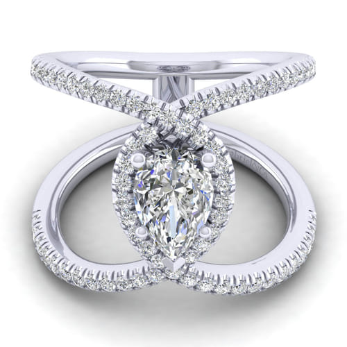 14K White Gold Pear Shape Halo Diamond Engagement Ring 14K White Gold Pear Shape Halo Diamond Engagement Ring