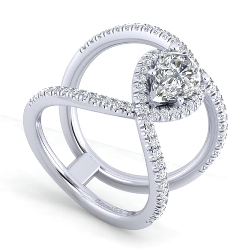 14K White Gold Pear Shape Halo Diamond Engagement Ring 14K White Gold Pear Shape Halo Diamond Engagement Ring