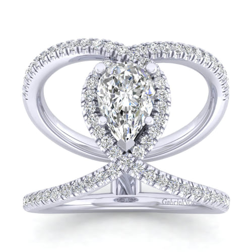 14K White Gold Pear Shape Halo Diamond Engagement Ring 14K White Gold Pear Shape Halo Diamond Engagement Ring