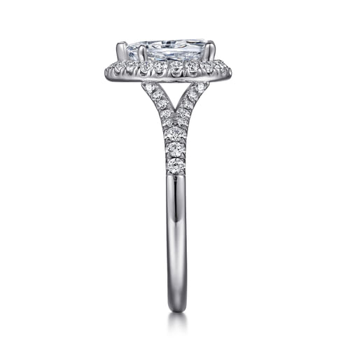 14K White Gold Pear Shape Halo Diamond Engagement Ring