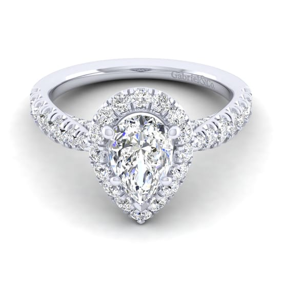 Gabriel - 14K White Gold Pear Shape Halo Diamond Engagement Ring Gabriel - 14K White Gold Pear Shape Halo Diamond Engagement Ring