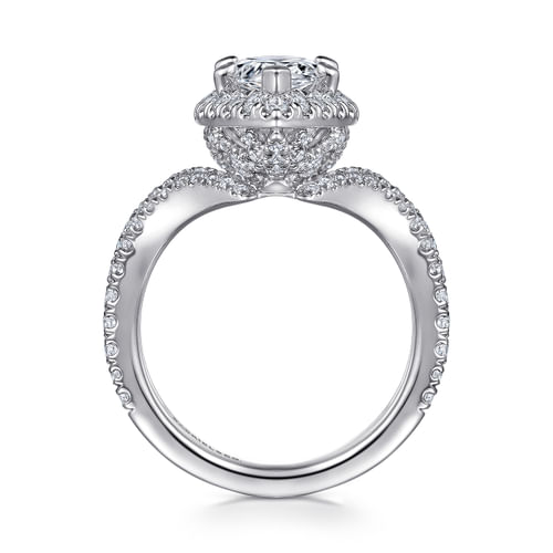 14K White Gold Pear Shape Halo Diamond Engagement Ring