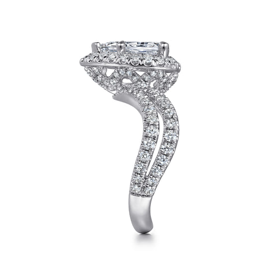 14K White Gold Pear Shape Halo Diamond Engagement Ring angle 5