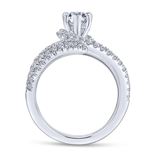 14K White Gold Pear Shape Halo Diamond Engagement Ring