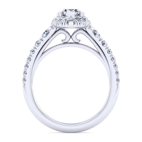 14K White Gold Pear Shape Halo Diamond Engagement Ring