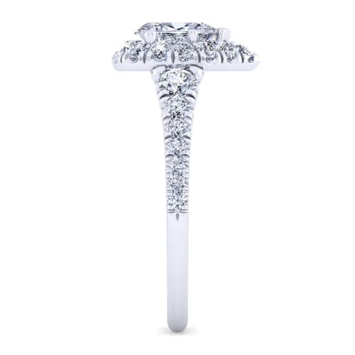 14K White Gold Pear Shape Halo Diamond Engagement Ring