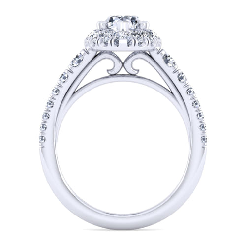 14K White Gold Pear Shape Halo Diamond Engagement Ring