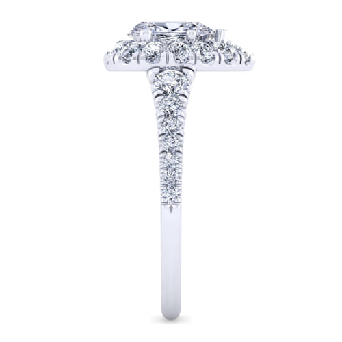14K White Gold Pear Shape Halo Diamond Engagement Ring