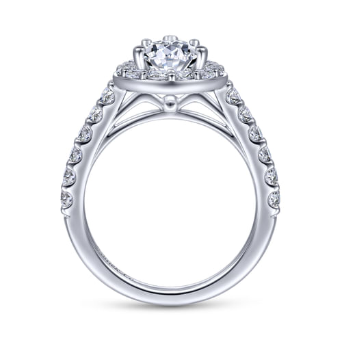 14K White Gold Pear Shape Halo Diamond Engagement Ring