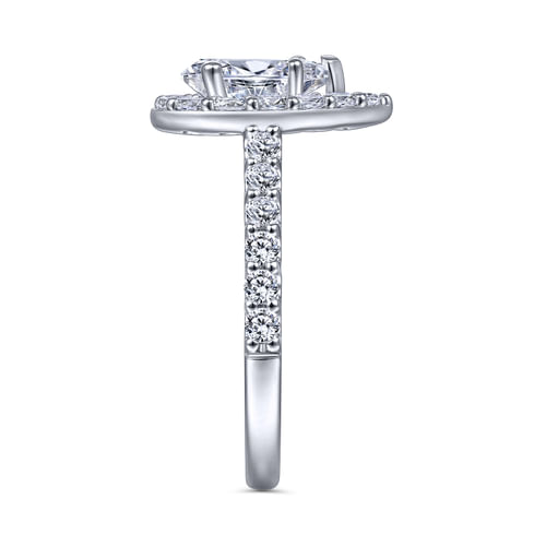 14K White Gold Pear Shape Halo Diamond Engagement Ring
