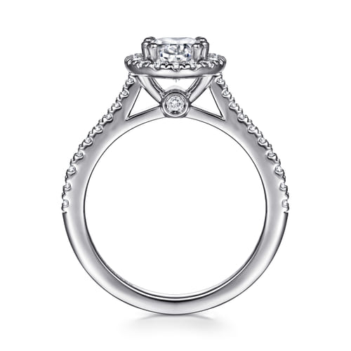 14K White Gold Pear Shape Halo Diamond Engagement Ring