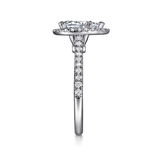 14K White Gold Pear Shape Halo Diamond Engagement Ring