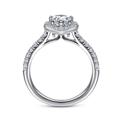 14K White Gold Pear Shape Halo Diamond Engagement Ring