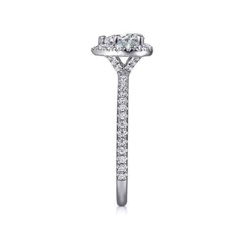14K White Gold Pear Shape Halo Diamond Engagement Ring
