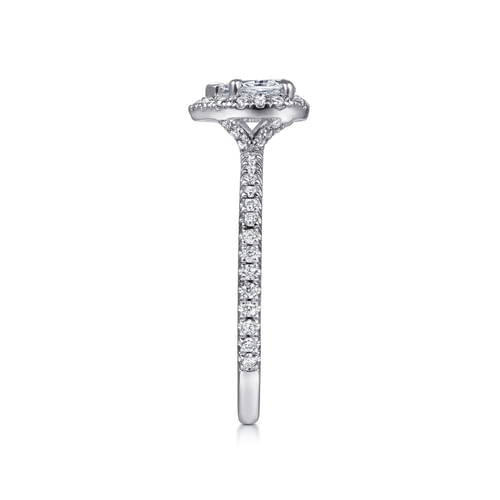 14K White Gold Pear Shape Halo Diamond Engagement Ring