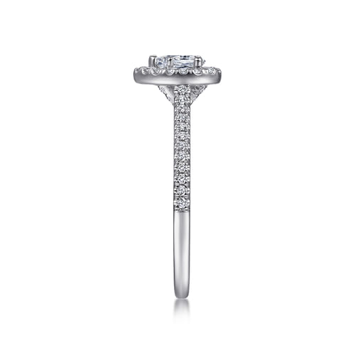 14K White Gold Pear Shape Halo Diamond Engagement Ring