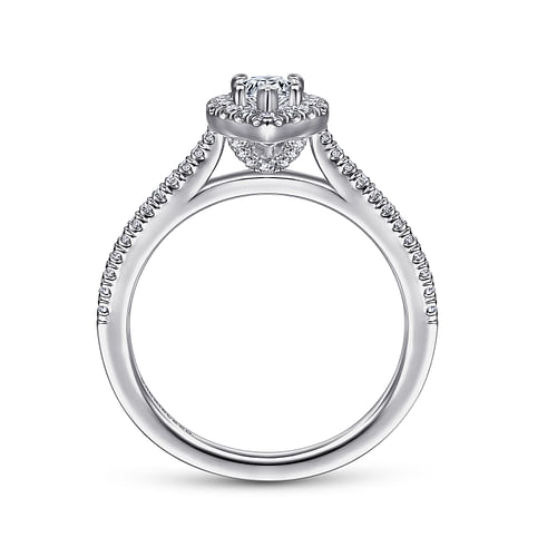 14K White Gold Pear Shape Halo Diamond Engagement Ring