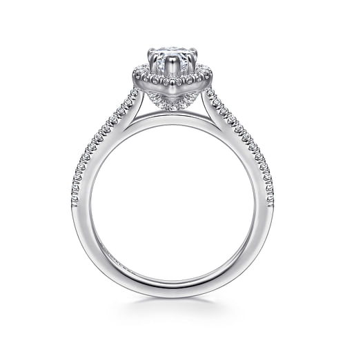 14K White Gold Pear Shape Halo Diamond Engagement Ring