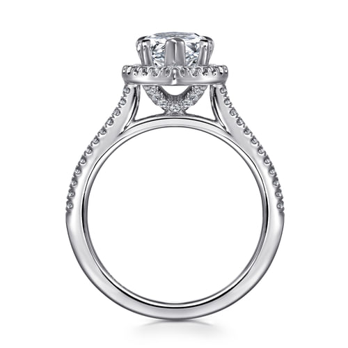 14K White Gold Pear Shape Halo Diamond Engagement Ring