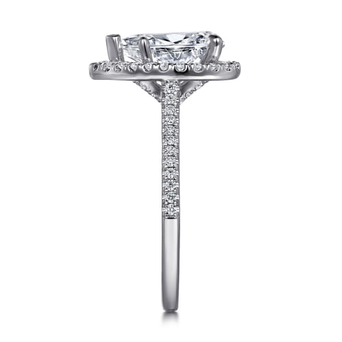 14K White Gold Pear Shape Halo Diamond Engagement Ring