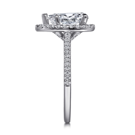 14K White Gold Pear Shape Halo Diamond Engagement Ring angle 5