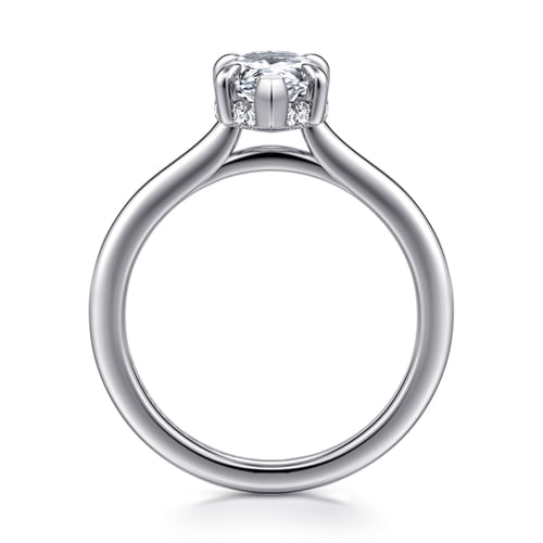 14K White Gold Pear Shape Halo Diamond Engagement Ring