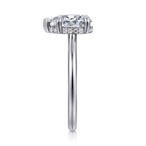 14K White Gold Pear Shape Halo Diamond Engagement Ring