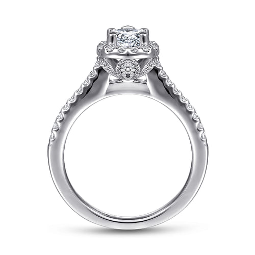 14K White Gold Pear Shape Halo Diamond Engagement Ring