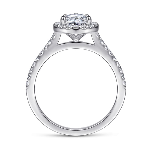 14K White Gold Pear Shape Halo Diamond Engagement Ring