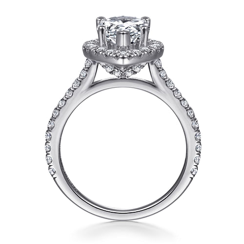 14K White Gold Pear Shape Halo Diamond Engagement Ring