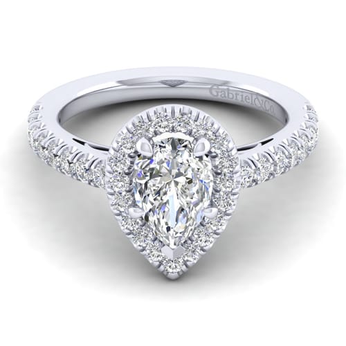 14K White Gold Pear Shape Halo Diamond Engagement Ring 14K White Gold Pear Shape Halo Diamond Engagement Ring