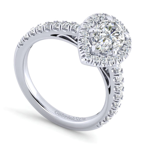 14K White Gold Pear Shape Halo Diamond Engagement Ring 14K White Gold Pear Shape Halo Diamond Engagement Ring