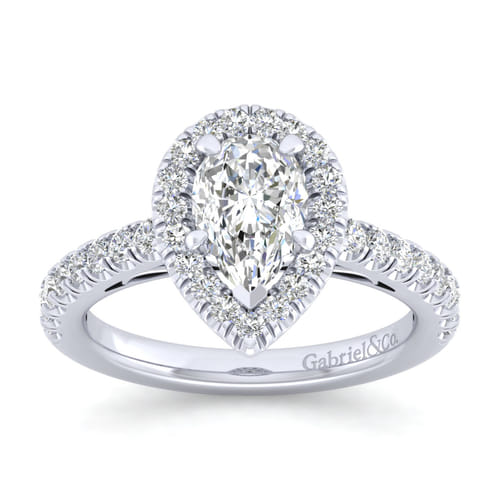 14K White Gold Pear Shape Halo Diamond Engagement Ring 14K White Gold Pear Shape Halo Diamond Engagement Ring