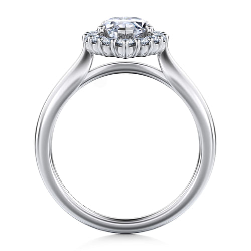 14K White Gold Pear Shape Halo Diamond Engagement Ring