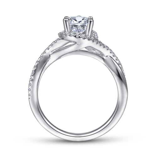 14K White Gold Pear Shape Halo Diamond Engagement Ring