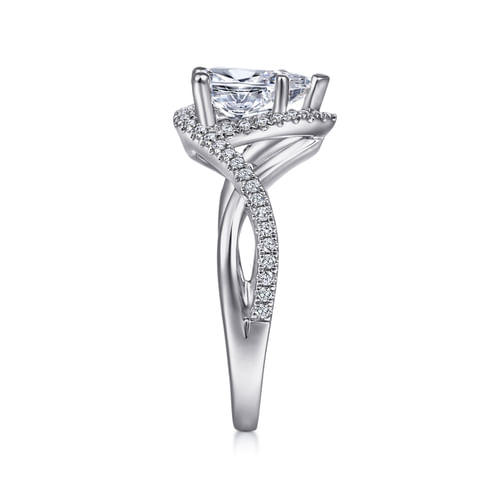 14K White Gold Pear Shape Halo Diamond Engagement Ring