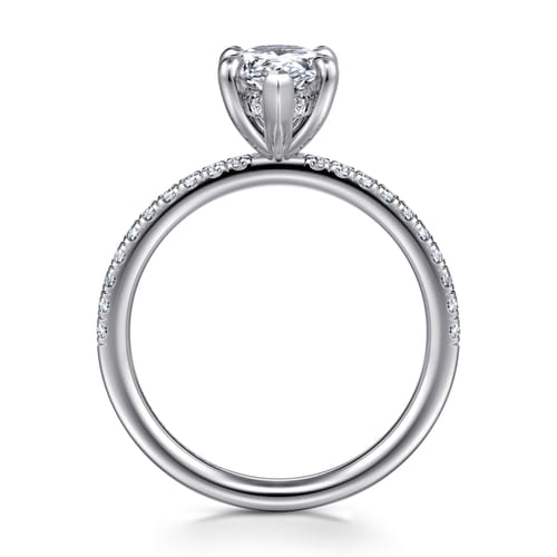 14K White Gold Pear Shape Hidden Halo Diamond Engagement Ring