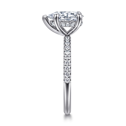 14K White Gold Pear Shape Hidden Halo Diamond Engagement Ring