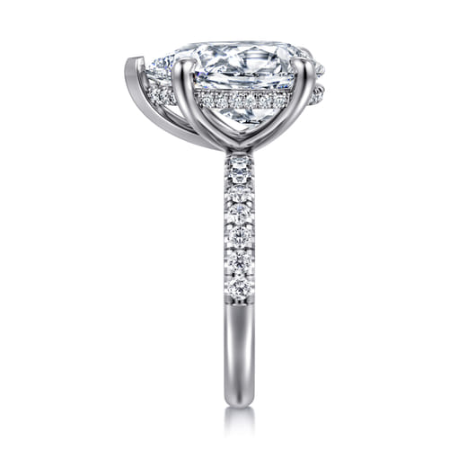 14K White Gold Pear Shape Hidden Halo Diamond Engagement Ring