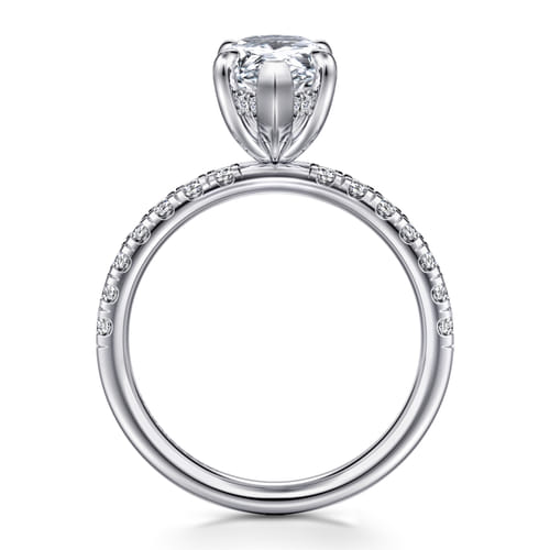 14K White Gold Pear Shape Hidden Halo Diamond Engagement Ring