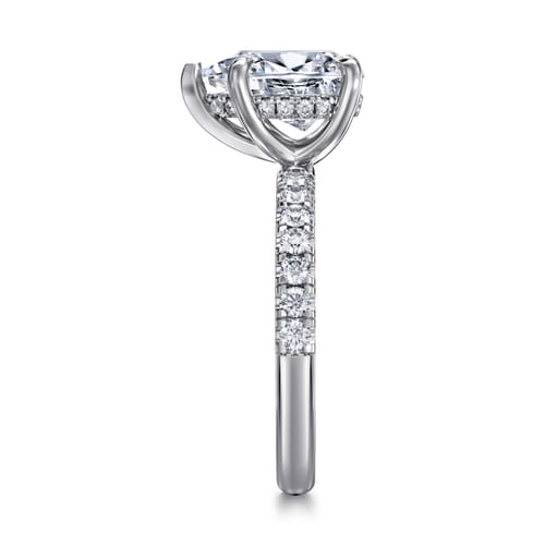 14K White Gold Pear Shape Hidden Halo Diamond Engagement Ring