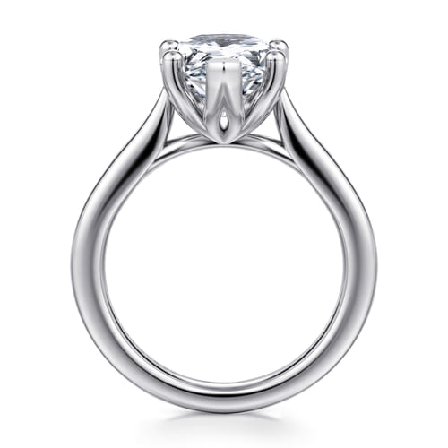 14K White Gold Pear Shape Lotus Diamond Engagement Ring
