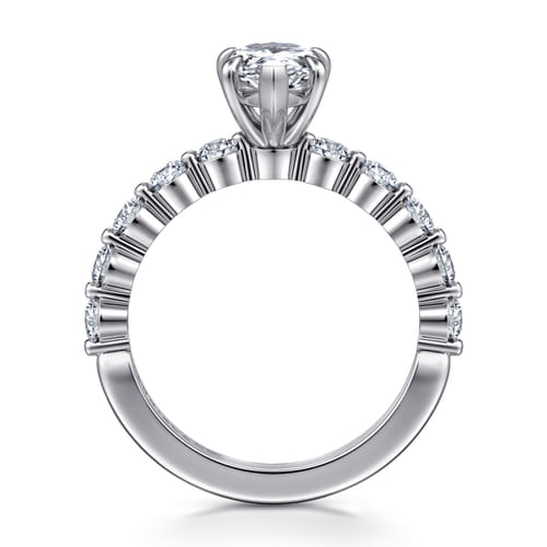 14K White Gold Pear Shape Single Prong Diamond Engagement Ring