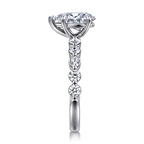 14K White Gold Pear Shape Single Prong Diamond Engagement Ring