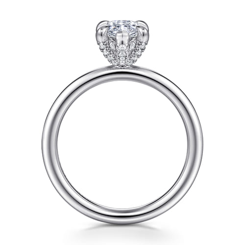 14K White Gold Pear Shape Solitaire Diamond Engagement Ring