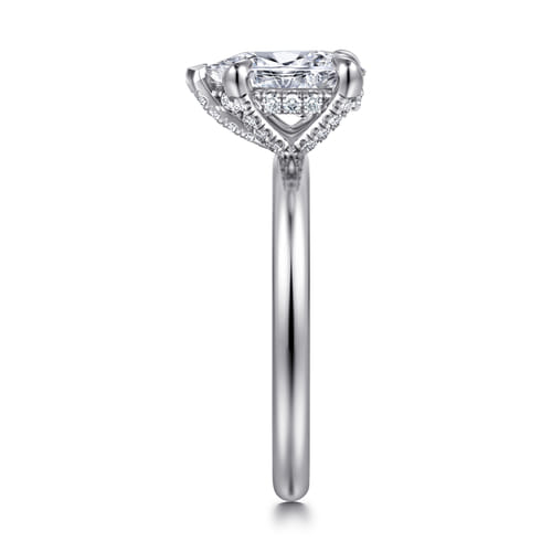 14K White Gold Pear Shape Solitaire Diamond Engagement Ring