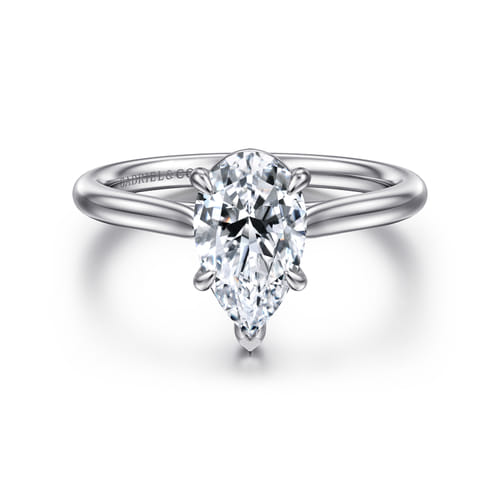 14K White Gold Pear Shape Solitaire Diamond Engagement Ring
