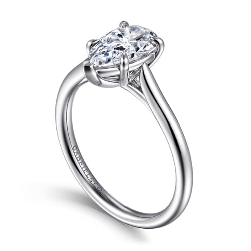 14K White Gold Pear Shape Solitaire Diamond Engagement Ring